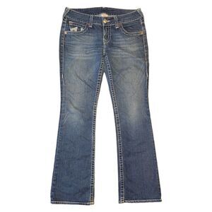 True Religion Women's Embroidered Becky Bootcut Blue Jeans 31